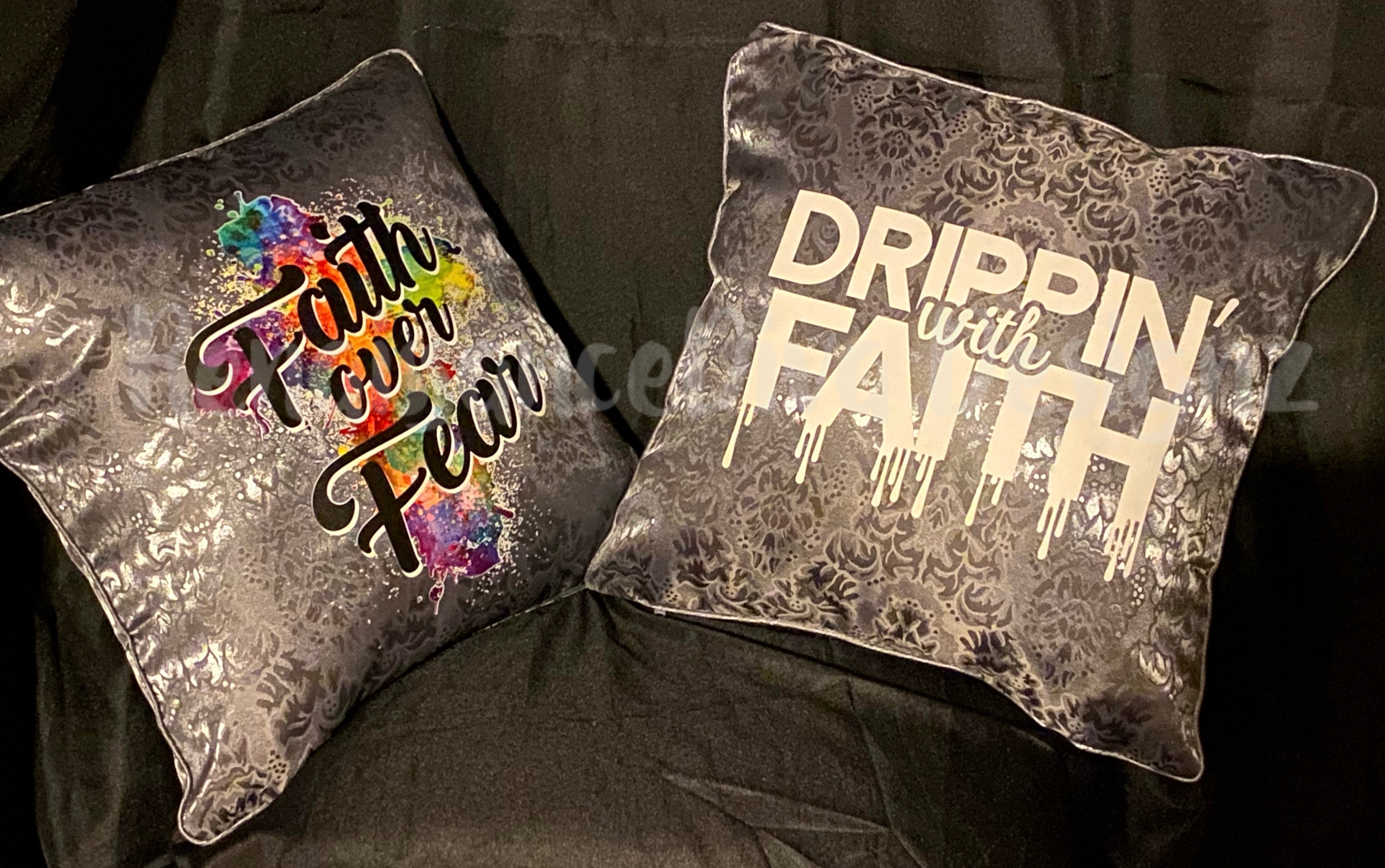 Faith Over Fear & Drippin' With Faith Throw Pillow Set