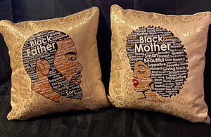 Black Father Black Mother Throw Pillow Set